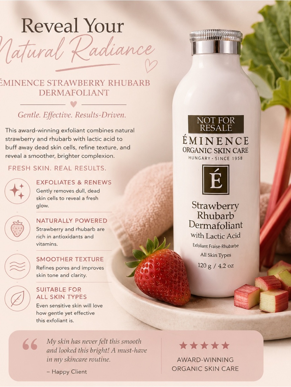 Eminence Organic Strawberry Rhubarb Dermafoliant with Lactic Acid 120g /